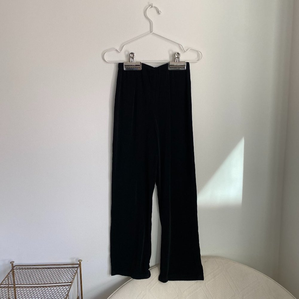 Chicos Travelers Collection Pull On Pants Size 1 Short US 8 Black Slinky Acetate